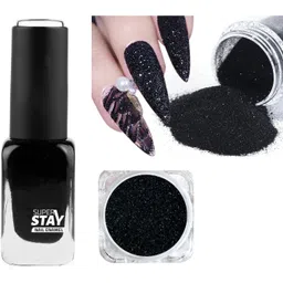 myeong MATTE NAIL POLISH BLACK COLOR AND GLITTER ONE BOX-picture-22