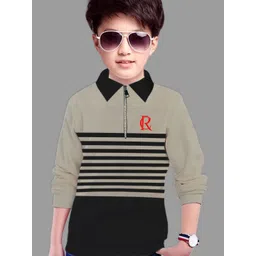 MYEONN Boys Typography Striped Polo Collar T-shirt-picture-22