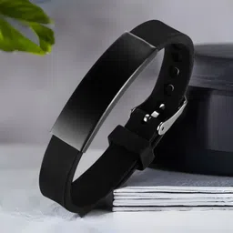 myki Alloy, Leather Black Silver Bracelet-picture-12