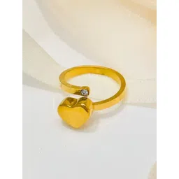 MYKI Divine Stainless Steel Gold-Plated Stone-Studded Adjustable Finger Ring-picture-39