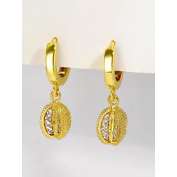 MYKI Gold-Plated American Diamond-Studded Contemporary Drop Earrings-picture-17