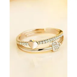 MYKI Gold-Plated & CZ Stone-Studded Heart Shaped Adjustable Finger Ring-picture-33