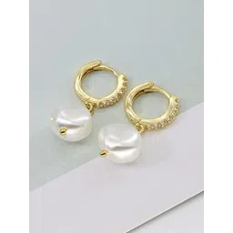 MYKI Gold-Plated Charismatic Pearl Drop Hoop Earrings-picture-14