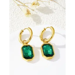 MYKI Gold-Plated Stainless Steel Contemporary Drop Earrings-picture-21