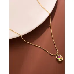 MYKI Gold-Plated Stainless Steel Cubic Zirconia Studded Geometric Pendant With Chain-picture-18