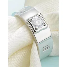 MYKI Men 925 Sterling Silver Silver-Plated & CZ Stone-Studded Adjustable Finger Ring-picture-10