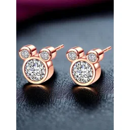 MYKI Rose Gold-Plated Mickey Mouse Stainless Steel Cubic Zirconia Studs-picture-26