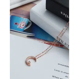 MYKI  Rose Gold-Plated Moon & Heart Pendant with Chain-picture-38