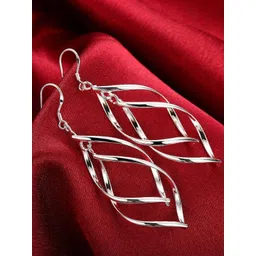 MYKI Silver-Plated Contemporary Cubic Zirconia Drop Earrings-picture-38