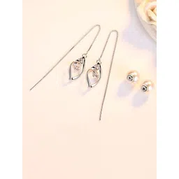 MYKI Silver-Plated Contemporary CZ Stones Drop Earrings-picture-40