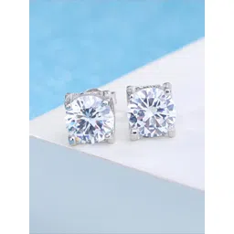 MYKI Silver-Plated Contemporary Stainless Steel Cubic Zirconia Studs-picture-42