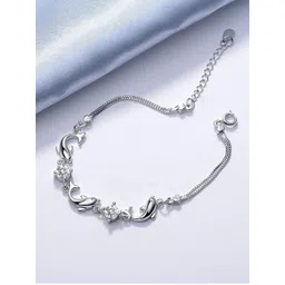 MYKI Silver-Plated Cubic Zirconia-Studded Charm Bracelet-picture-19