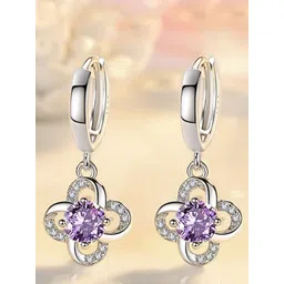 MYKI Silver-Plated Cubic Zirconia-Studded Contemporary Hoop Earrings-picture-16