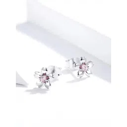 MYKI Silver-Plated Cubic Zirconia Studded Flower Studs Earrings-picture-15