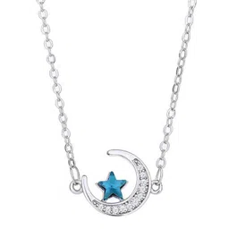 MYKI Silver-Plated Cubic Zirconia-Studded Moon Star Pendant With Chain image 4