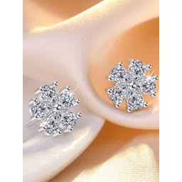 MYKI Silver-Plated Cubic Zirconia Studded Studs Earrings-picture-17