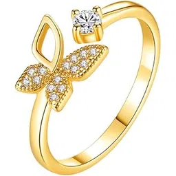myki Softly structured brilliance Beautifully Crafted Wing Butterfly Cubic Zircon Adjustable Ring for Women & Girl-picture-14