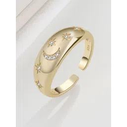 MYKI Stainless Steel Gold-Plated CZ Studded Finger Ring-picture-35