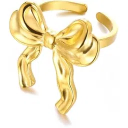 myki Warm & Bow Stainless Steel Gold Plated Ring-picture-51
