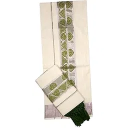 mylooms Pure Cotton Set Mundu Extra Length Kuthampully Set Mundu Golden Silver & Copper Designs 2x2.80 Meter-picture-28