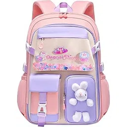 myneemoe Soft Pastel Bunny School Bag for Girls – Waterproof & Lightweight Kids Backpack with Multiple Compartments | Ideal for Ages 9–13 | Adorable School Bag for Primary Class | Stylish Bunny Design-picture-53