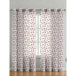 Aura Maroon Set of 2 Floral Door Curtain-image-17