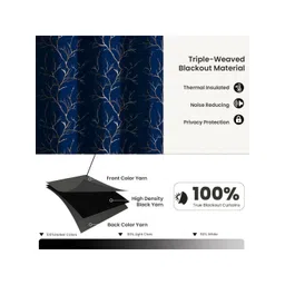 myntra elegant homes Aura Navy Blue & Brown Set of 2 Black Out Long Door Curtain image 2