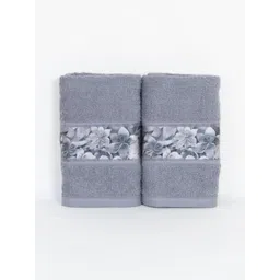 Myntra Elegant Homes 2-Pcs Grey & White Printed 450 GSM Hand Towel-picture-26