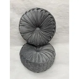 Myntra Elegant Homes 2-Pcs Grey Self-Designed Round Pumpkin Pre-FilledCushion-picture-31