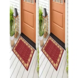 Myntra Elegant Homes 2-Pcs Maroon Dotted Cotton Rectangular Anti-Slip Doormats-picture-33