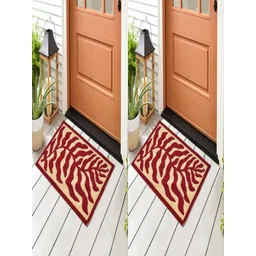 Myntra Elegant Homes 2-Pcs Red & Beige Floral Cotton Rectangular Anti-Slip Doormats-picture-32