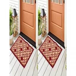 Myntra Elegant Homes 2-Pcs Red & Beige Printed Cotton Rectangular Anti-Slip Doormats-picture-16