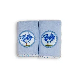 Myntra Elegant Homes 2 Pieces Blue & White Love Tree Printed Cotton 500 GSM Hand Towels-picture-42