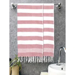 Myntra Elegant Homes 2 Pieces Red & White Striped Cotton 225 GSM Bath Towel-picture-26