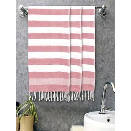 Myntra Elegant Homes 3 Pieces Red & White Striped Cotton 225 GSM Bath Towel-picture-25