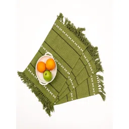 Myntra Elegant Homes 4Pcs Olive & White Striped Cotton Rectangle Table Placemats-picture-34