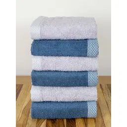 Myntra Elegant Homes 6Pcs Grey & Blue Organic Bamboo 550 GSM Face Towels-picture-20