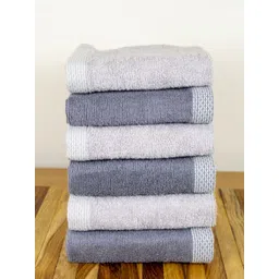 Myntra Elegant Homes 6Pcs Grey & Grey Melange Organic Bamboo 550 GSM Face Towels-picture-39