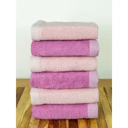 Myntra Elegant Homes 6Pcs Purple & Peach-Colored Organic Bamboo 550 GSM Face Towels-picture-29