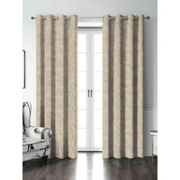 myntra elegant homes Aura Beige & Brown Set of 2 Black Out Door Curtain-picture-21