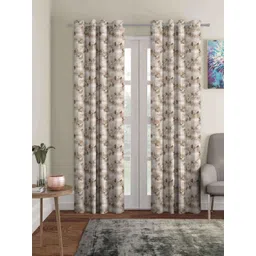 myntra elegant homes Aura Beige & Brown Set of 2 Geometric Black Out Door Curtain-picture-17