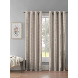 myntra elegant homes Aura Beige & White 2 Pieces Geometric Printed Room Darkening Door Curtains-picture-26
