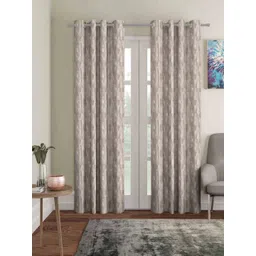 myntra elegant homes Aura Beige & White 2 Pieces Printed Black Out Long Door Curtains-picture-32