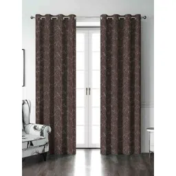 myntra elegant homes Aura Brown & White Set of 2 Black Out Long Door Curtain-picture-17
