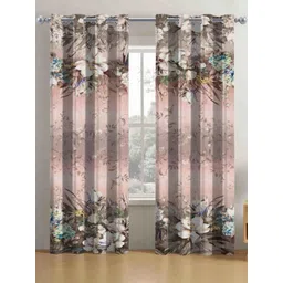 myntra elegant homes Aura Brown & White Set of 2 Floral Long Door Curtain-picture-23