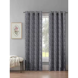 myntra elegant homes Aura Charcoal & Grey Set of 2 Room Darkening Long Door Curtain-picture-41