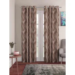 myntra elegant homes Aura Coffee Brown 2 Pieces Abstract Printed Black Out Long Door Curtain-picture-18