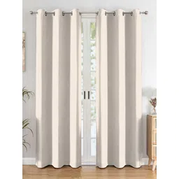 myntra elegant homes Aura Cream-Coloured 2 Pieces Black Out Long Door Curtains-picture-33