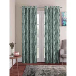 myntra elegant homes Aura Green 2 Pieces Abstract Printed Black Out Long Door Curtains-picture-30