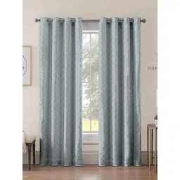 myntra elegant homes Aura Green & Grey 2 Pieces Printed Room Darkening Door Curtains-picture-33